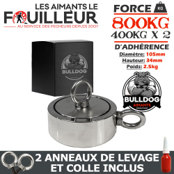 Aimant Néodyme DOUBLE Face 210kg (Wicked Magnet)