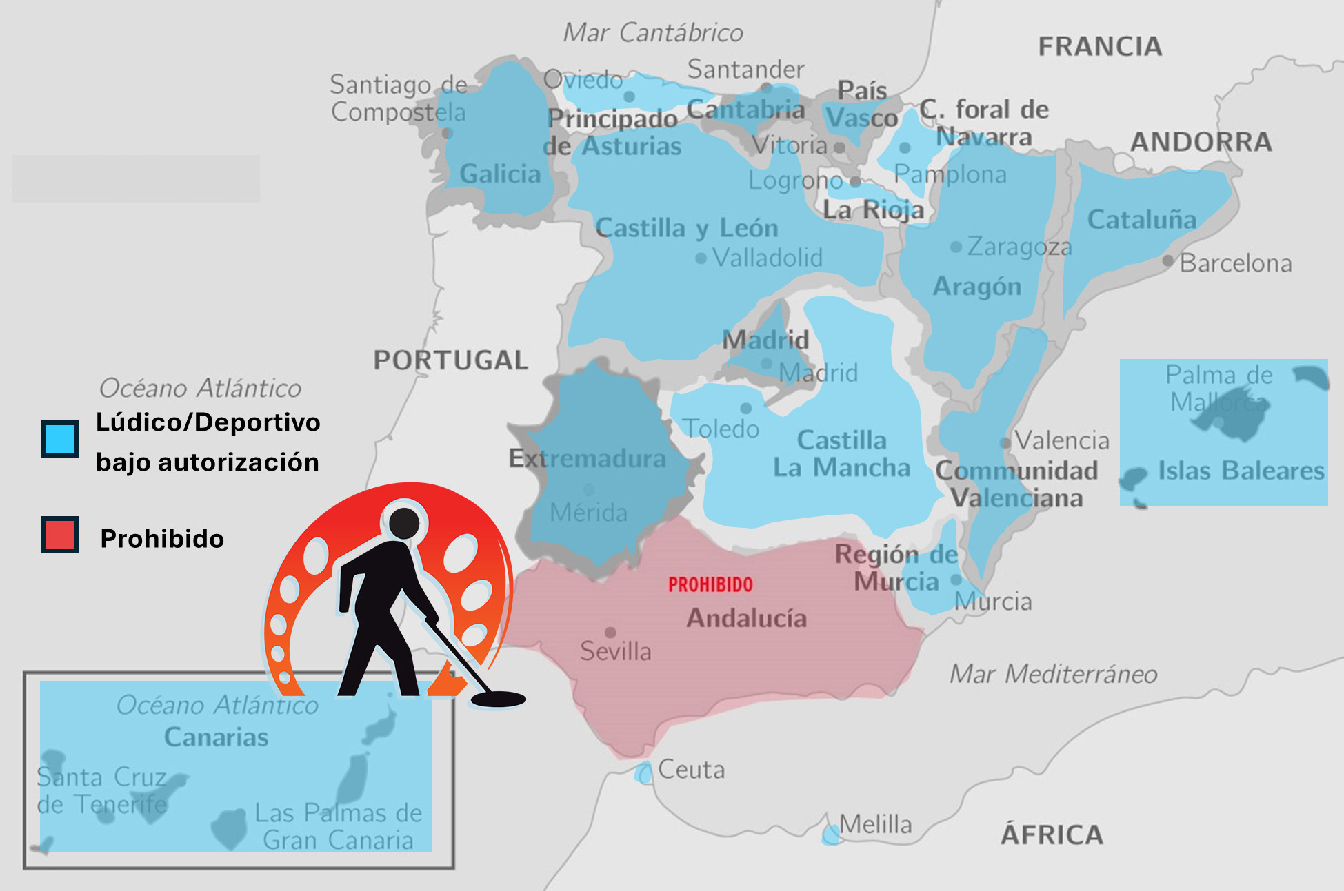 mapa ley detectores espana